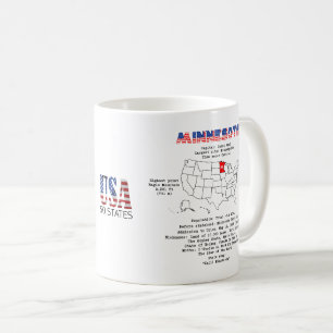Mug Minnesota état américain sur une carte et des info