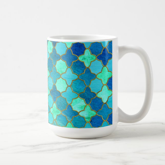 Mug Mint Aqua Turquoise Gold Oriental Marocain Carrela (Droite)
