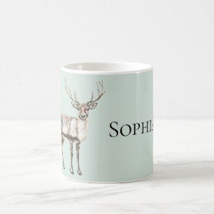 Mug Mint Green Rustic Deer