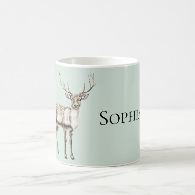Mug Mint Green Rustic Deer (Centre)
