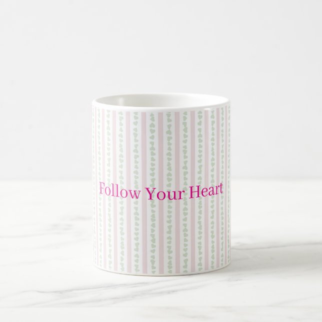 Mug Mint hearts Pink Stripes (Centre)