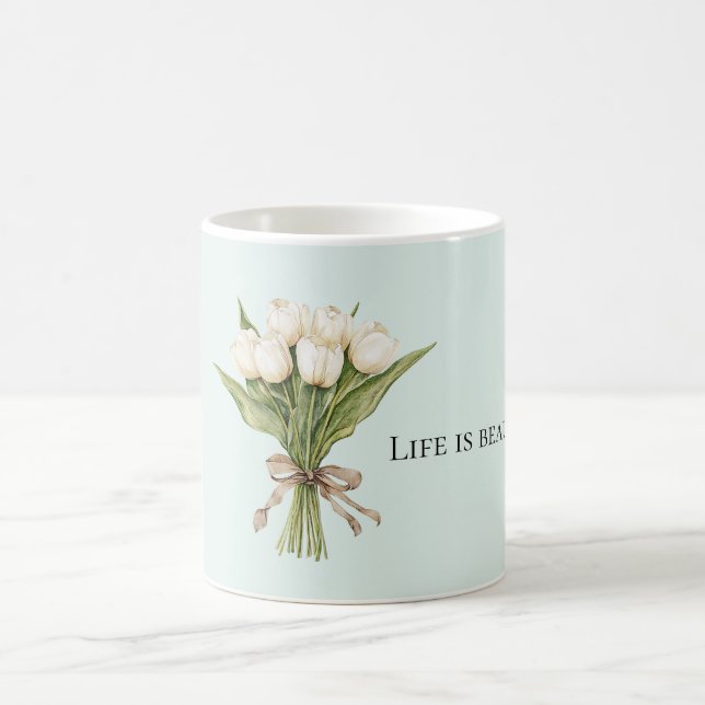 Mug Mint White Tulip Flowers  (Centre)