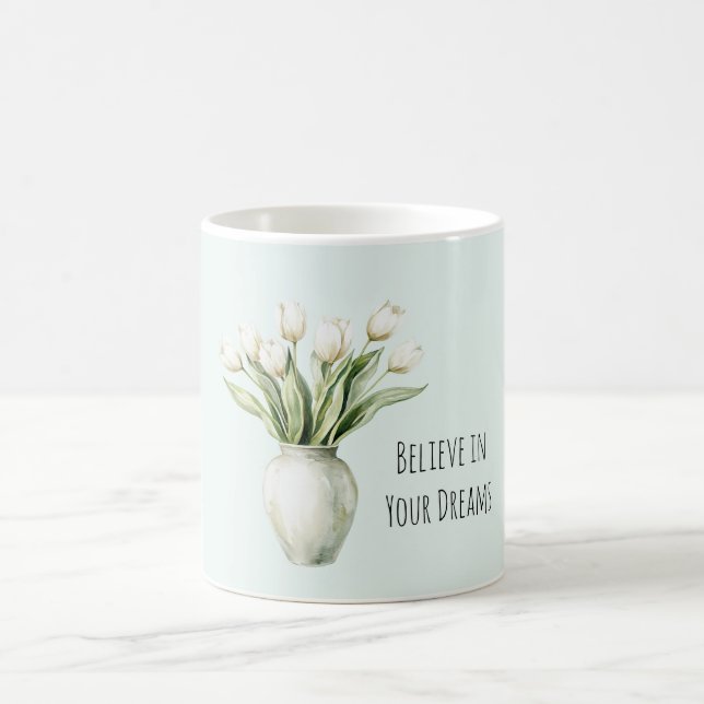 Mug Mint White Tulip Flowers in Vase (Centre)