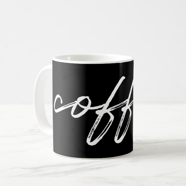 Mug Minuscule noir & blanc "café" (Devant gauche)