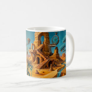 Mug Mirage du désert Ocbre Orange Bleu sarcelle