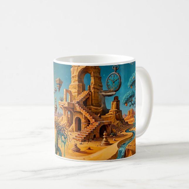 Mug Mirage du désert Ocbre Orange Bleu sarcelle (Devant droit)