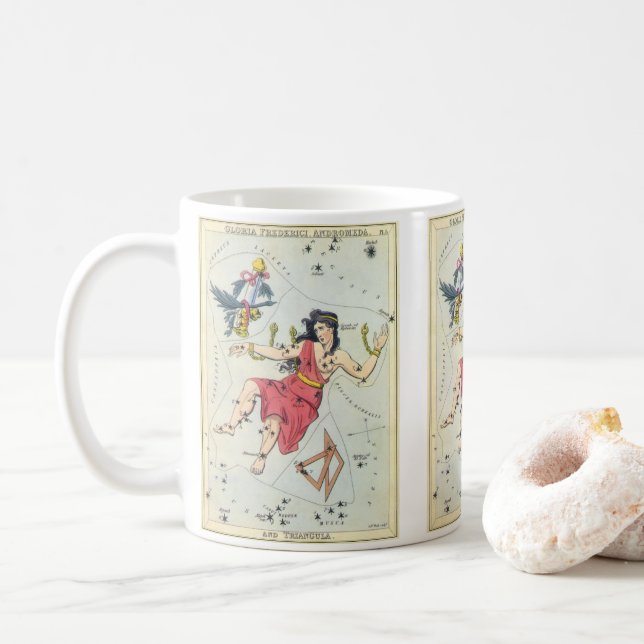 Mug Miroir d'Urania, Carte céleste d'astronomie vintag (Avec donut)