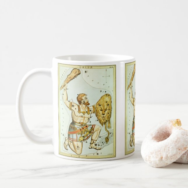Mug Miroir d'Urania, Carte céleste d'astronomie vintag (Avec donut)