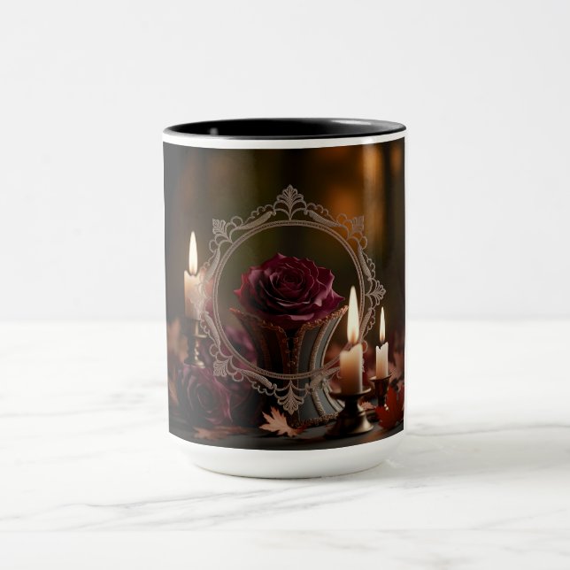 Mug Miroir Victorien Orné Rose Violette à la Lumière d (Centre)