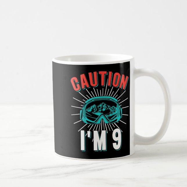 Mug Mise en garde 9 ski 9e anniversaire snowboard 9 an (Droite)