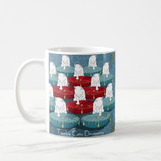Mug Mise en tambour de douze chats… Vacances (Gauche)