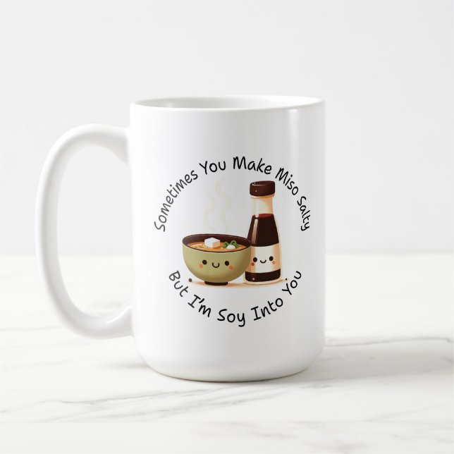 Mug Miso Salty, Soy Into You - Caricature Pun Alimenta (Gauche)