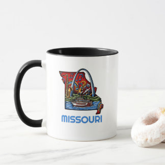 Mug Missouri State Tattoo Style Gateway Arch Riverboat