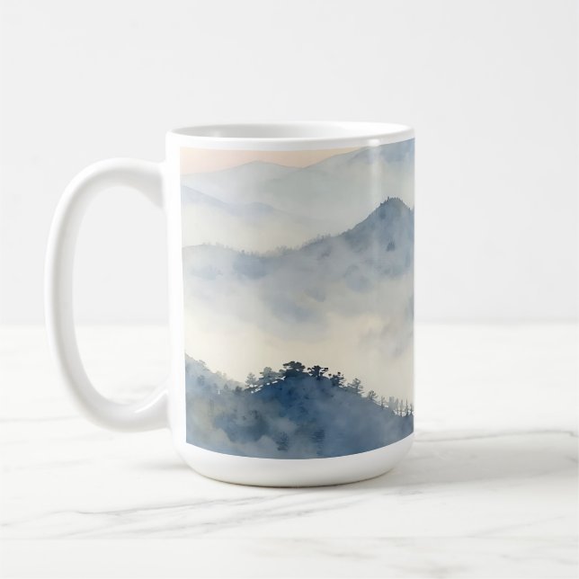 Mug Misty Mountain Watercolor Landscape (Gauche)
