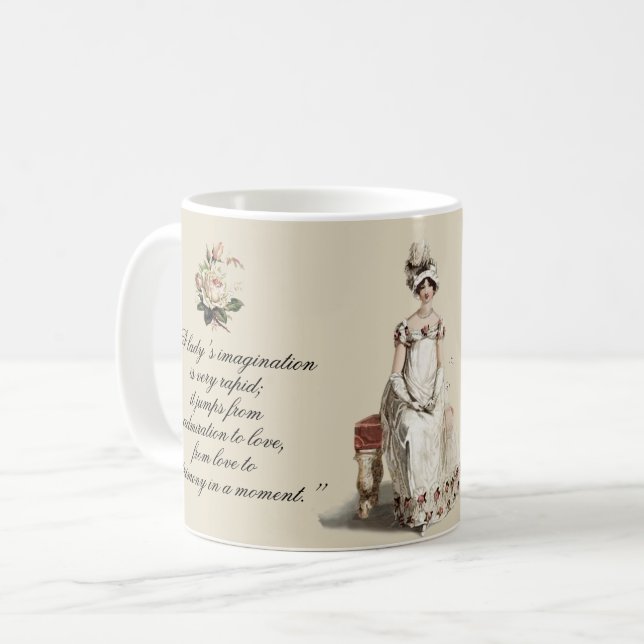 Mug Mlle Bennet, citation et roses, (Devant gauche)