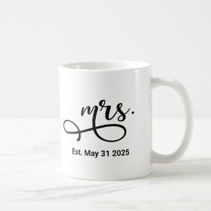 Mug Mme Black Modern Script Personnalisé Mariage Nouve