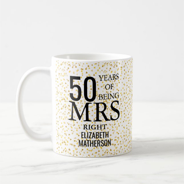 Mug Mme Bonne Fête d'anniversaire de 50 ans (Gauche)