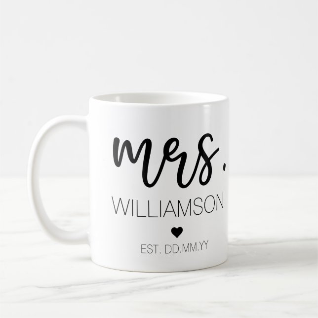 Mug Mme Elegant Nom personnalisé Mariage Nouveau cadea (Gauche)