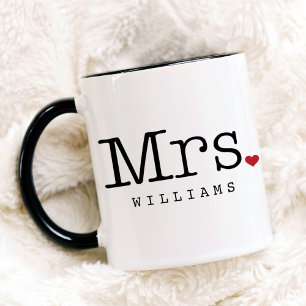 Mug Mme Vintage Black Mariage personnalisé Monogramme