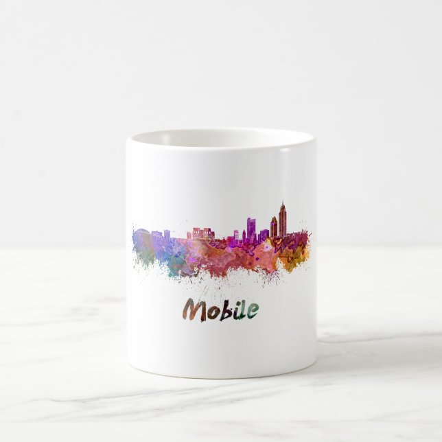 Mug Mobile skyline in watercolor (Centre)