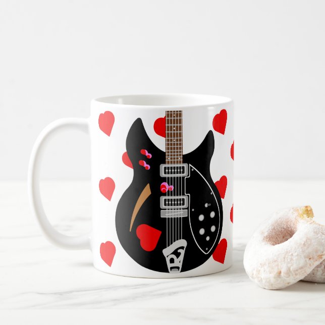 Mug Mod Pop Art Love Heart Guitare (Avec donut)
