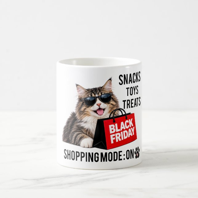 Mug Mode Achats du Vendredi Noir Activé Chat Drôle (Centre)