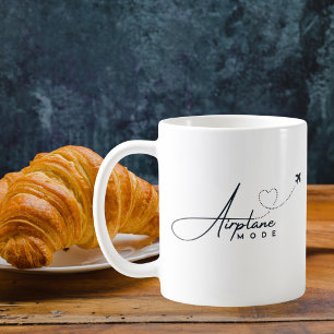Mug Mode Avion, Voyage, Script Minimaliste, Aviation