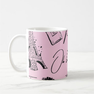 Mug Mode, calligraphie, Tour Eiffel, lèvres