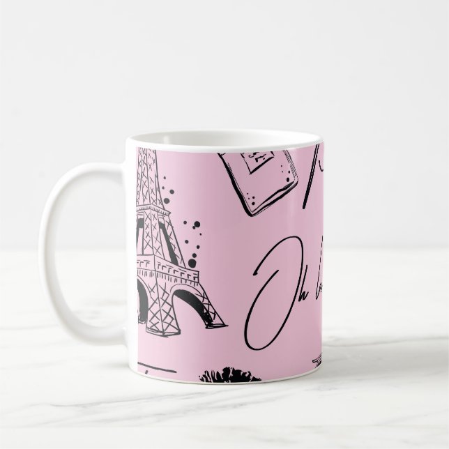 Mug Mode, calligraphie, Tour Eiffel, lèvres (Gauche)
