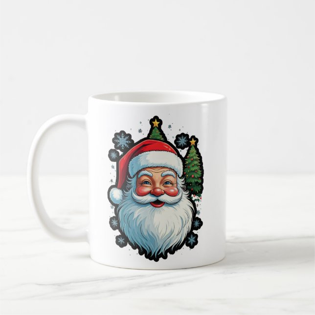 Mug "Mode festive : Père Noël, Neige et Arbre de Noël  (Gauche)