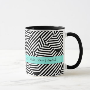 Mug Mode géométrique noire et blanche à la mode d'Aqua