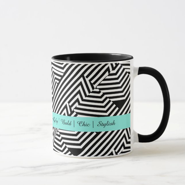 Mug Mode géométrique noire et blanche à la mode d'Aqua (Droite)