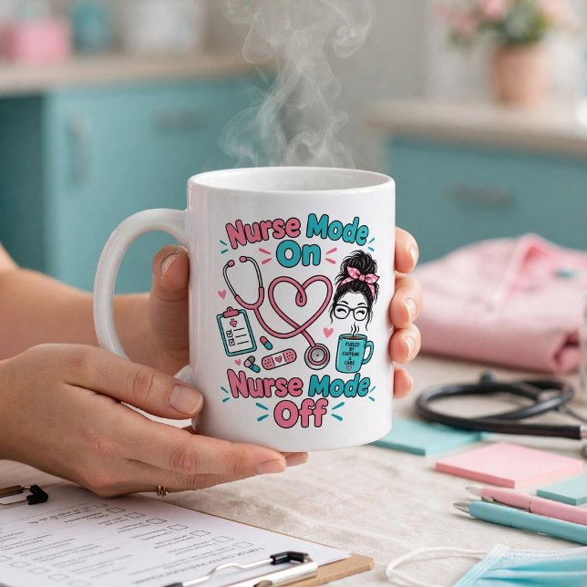 Mug Mode Infirmière Activé Désactivé Design Drôle de V (Créateur téléchargé)