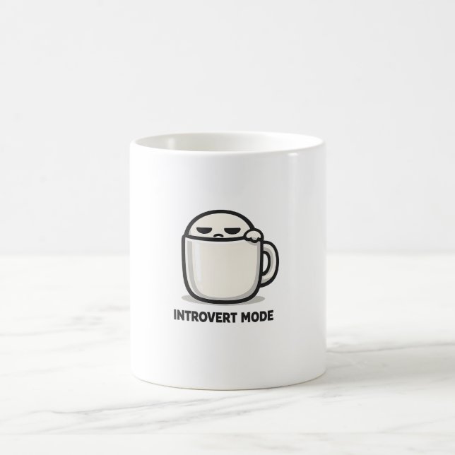 Mug Mode Introverti Activé - Personnage Mignon Fatigué (Centre)