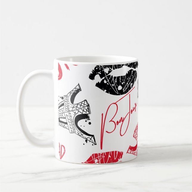 Mug Mode Paris, calligraphie motif Tour Eiffel. (Gauche)