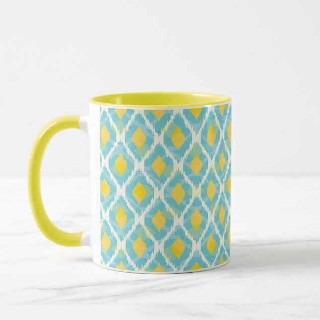 Mug Mode tribal moderne ikat blue-jaunat (Gauche)
