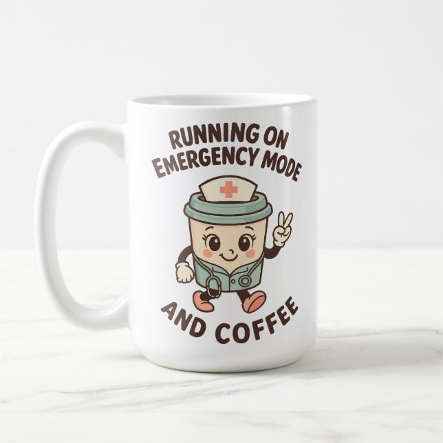 Mug Mode Urgence Actif – Alimenté par le Café (Gauche)