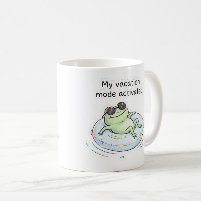 Mug Mode Vacances Grenouille Mignonne Activé Été Drôle (Devant droit)