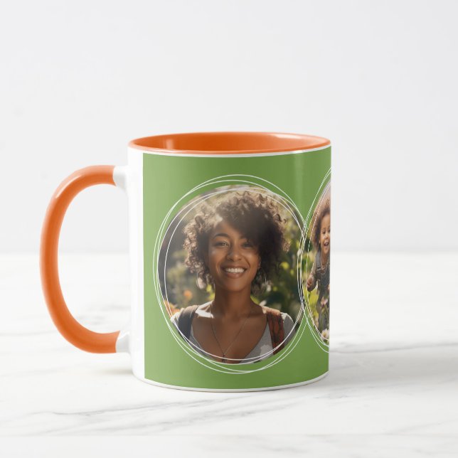 Mug Modèle 3 Collage de photos circulaires Vert C111 (Gauche)