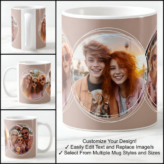 Mug Modèle 3 Photos circulaires Collage Brown C88