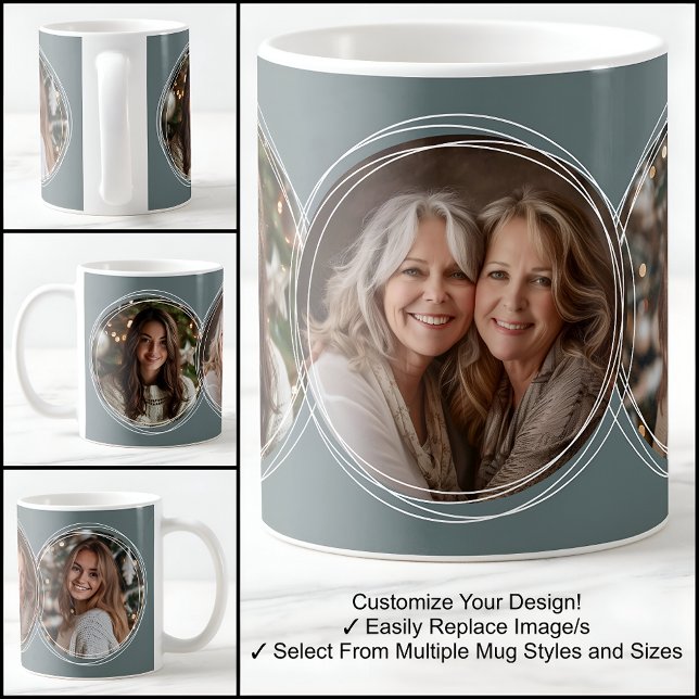 Mug Modèle 3 Photos circulaires Collage mi-gris C13 (Créateur téléchargé)