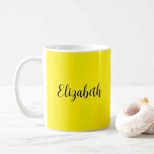 Mug Modèle Ajouter Votre Nom Typé Jaune Clair (Avec donut)