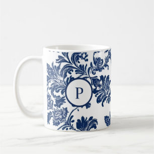 Mug Modèle bleu Damas de la marine classique