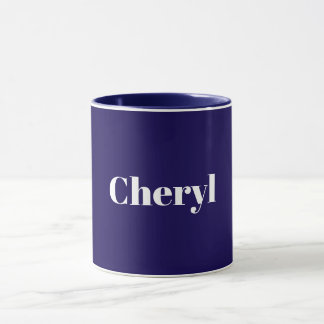 Mug Modèle Bleu Marine, Texte Blanc, Personnalisable,