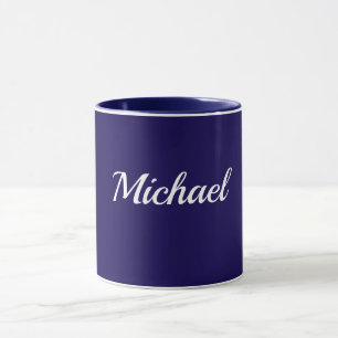 Mug Modèle Bleu Marine, Texte Blanc, Personnalisable,