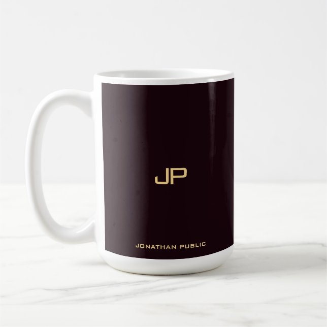 Mug Modèle classique monogramme élégant personnalisé (Gauche)