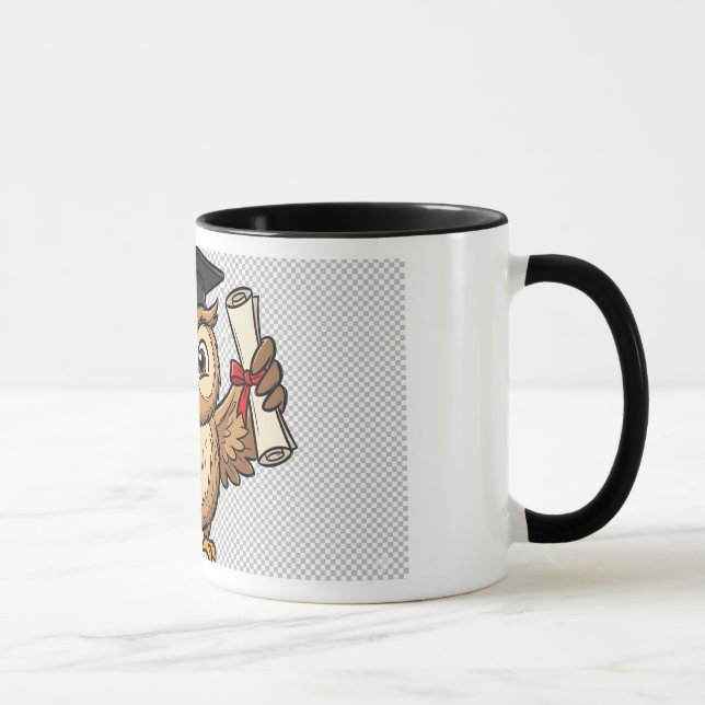 Mug Modèle d'autocollant de hibou de remise de diplôme (Droite)