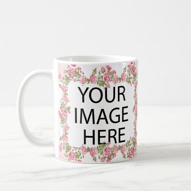 Mug Modèle de cadre rose Ajoutez votre image et/ou tex (Gauche)
