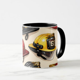 Mug Modèle de casque de pompier de titre caserne de po