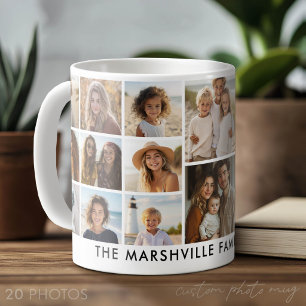 Mug Modèle de collage de 20 photos avec texte personna